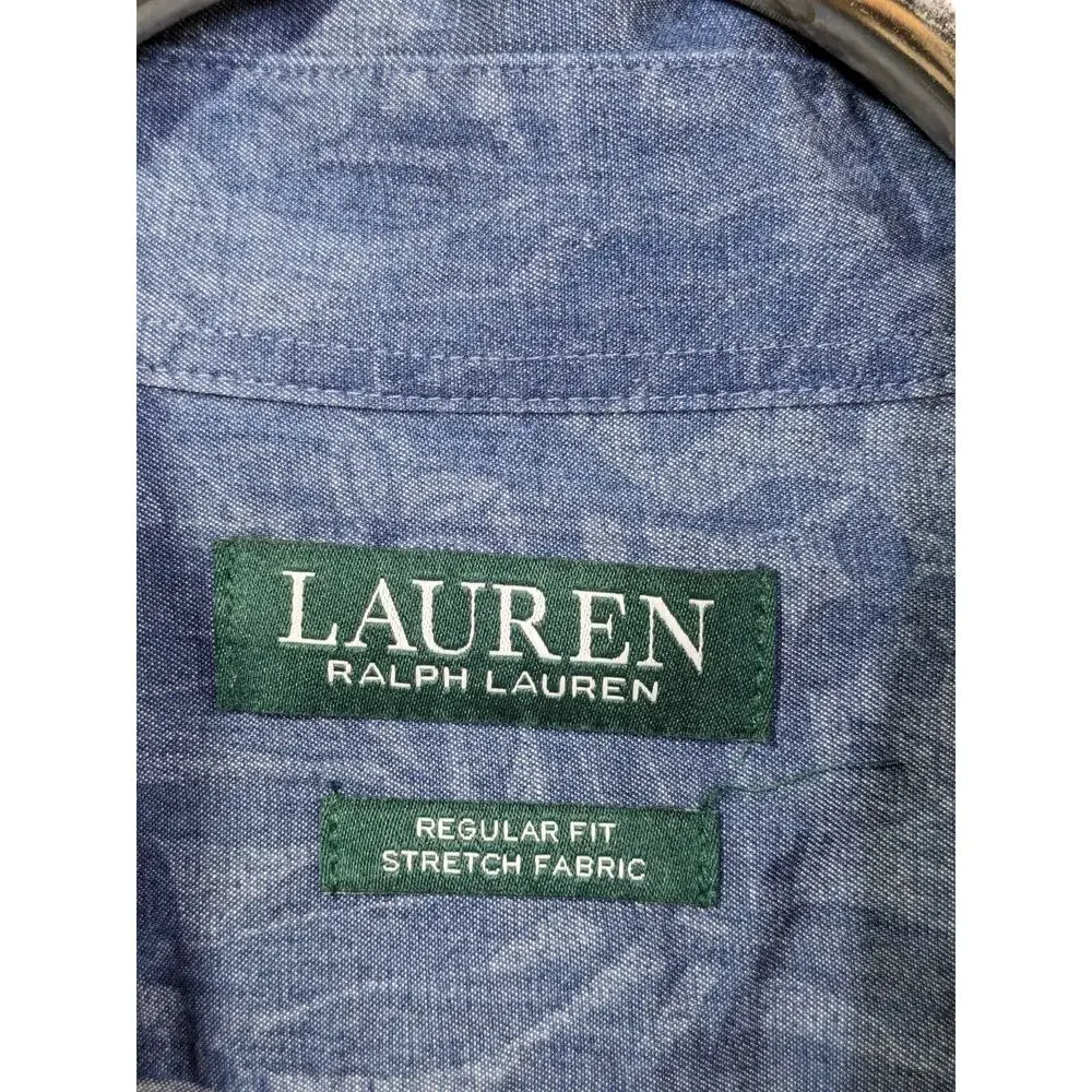 LRL Ralph Lauren Chambray Shirt Mens Medium Floral Preppy Academia Lightweight